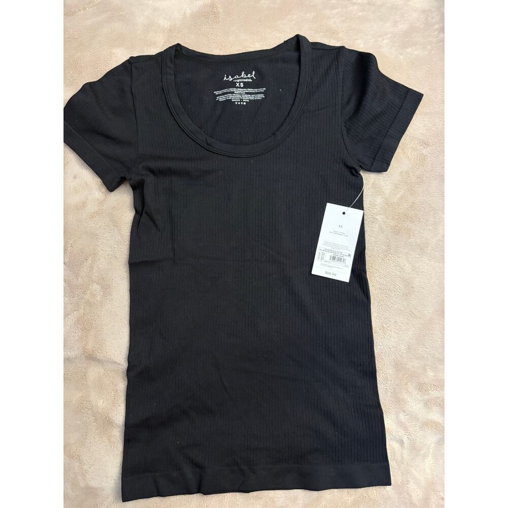 NWT Isabel Maternity by Ingrid+Isabel Black Seamless Short Sleeve Crew Tee XS - Picture 1 of 3